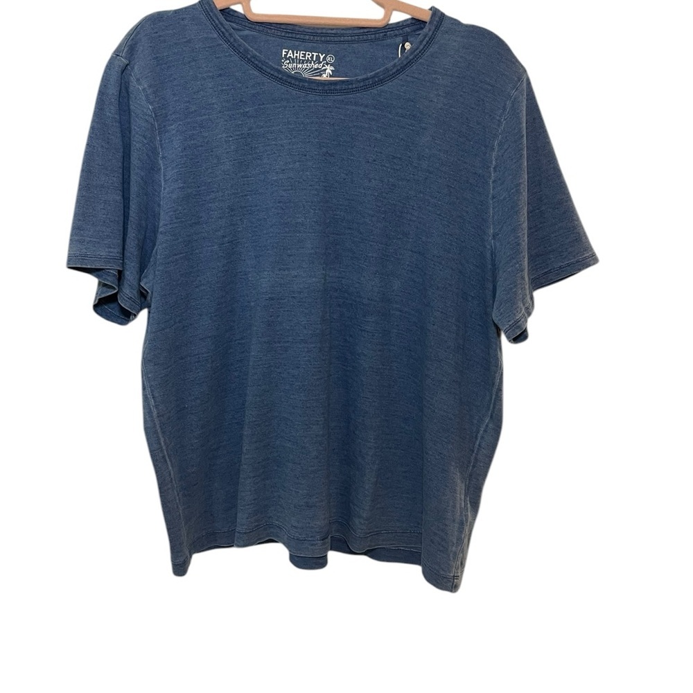 Faherty sunwashed crew tee indigo wash extra large new with tags blue - Picture 2 of 10